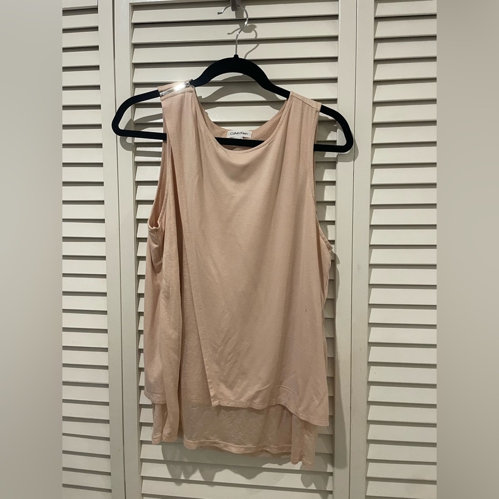 Calvin Klein Medium Pink Layered Blouses with sleeve zipper